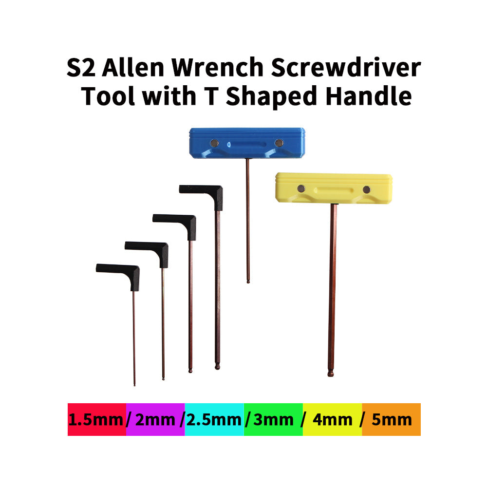 FYSETC 3D Printer Accessories S2 Allen Wrench Screwdriver Tool Kit with T-Shaped Handle Ball Head Universal Repair Tool Hex Screwdriver