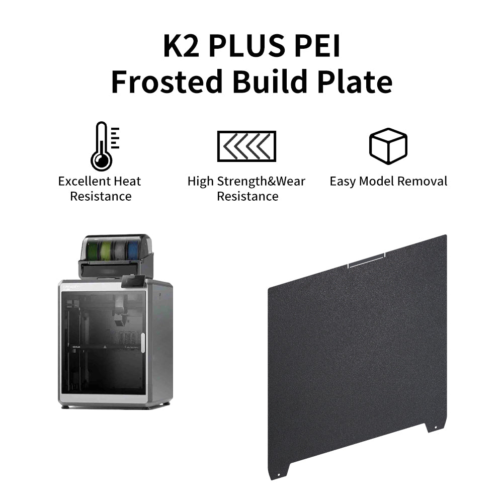 For Creality K2 Plus Black PEI Frosted Build Plate 370x370mm High Strength & Wear Resistance Easy Mode Steel Sheet for K2