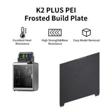 For Creality K2 Plus Black PEI Frosted Build Plate 370x370mm High Strength & Wear Resistance Easy Mode Steel Sheet for K2