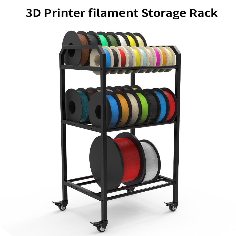 3D Printer Filament Storage Rack Wide Rolling Filament Spool Holders Racks with Wheels Heavy Duty Metal Shelf for PLA/ABS/TPU