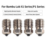 For Bambu Lab X1/P1 Hotend Bimetallic Hardened Steel Nozzles 0.2/0.4/0.6/0.8mm High Quality High Printing 3D Printer Nozzle