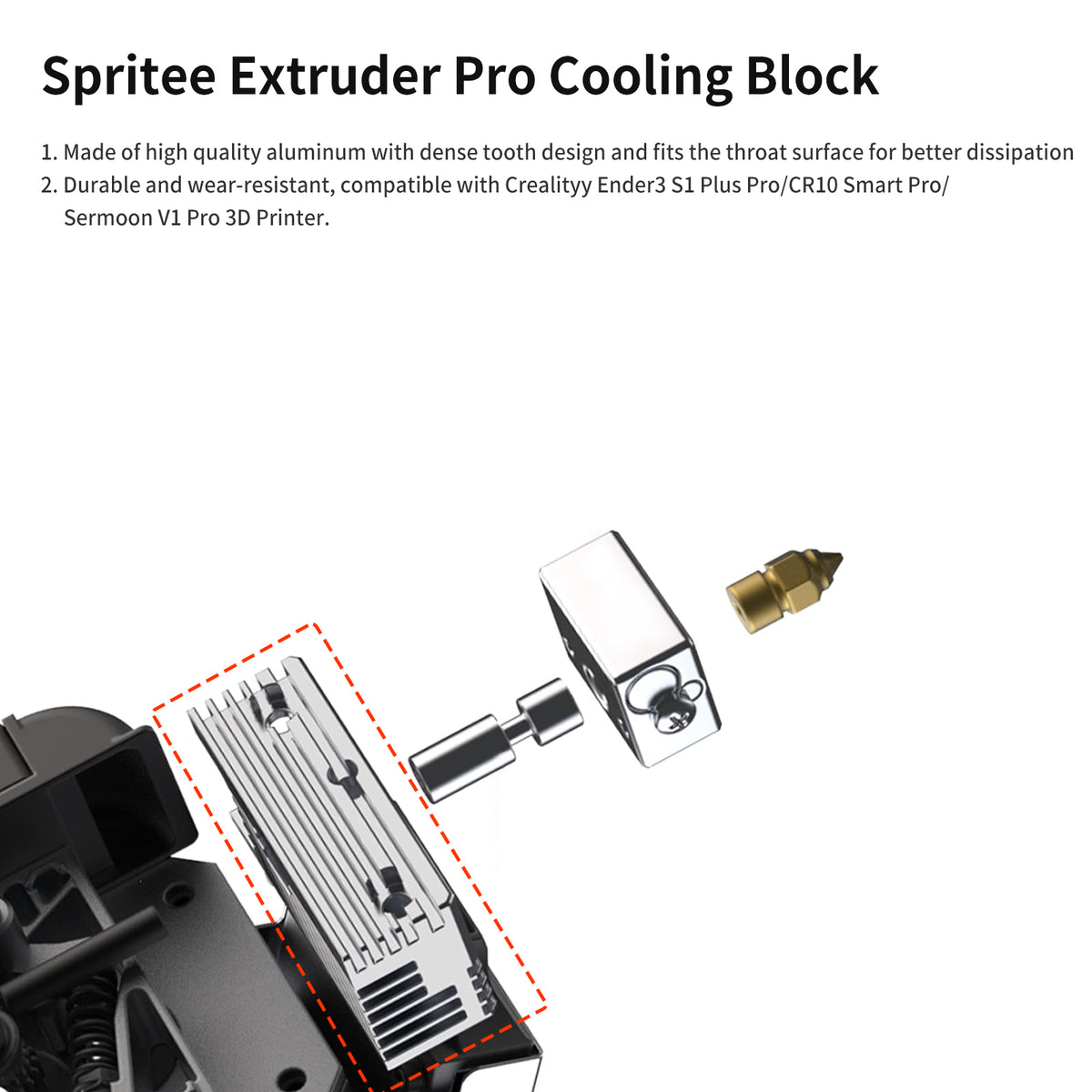 High Quality Cooling Block For Creality Sprite Extruder Cooling Block